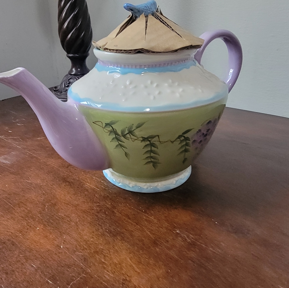 Wisteria Ivory Purple Lavender Green Teapot 🫖Wisteria Garden Sugar and Creamer - Picture 8 of 16